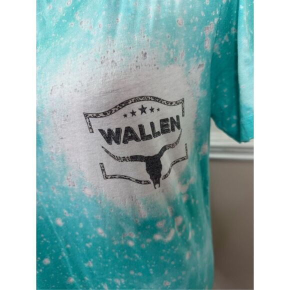Morgan Wallen Teal Acid Wash Graphic Tee Size Medium - Picture 2 of 7